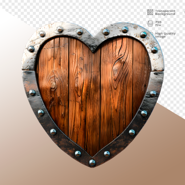 CORAÇÃO FERRO E MADEIRA  ELEMENTO 3D PARA COMPOSIÇÃO - HEART