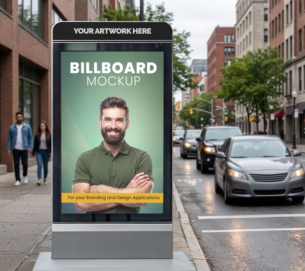 PAINEL PUBLICITÁRIO NA RUA PSD EDITÁVEL MOCKUP