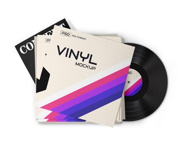 CAPA DE DISCO DE VINIL PSD EDITÁVEL MOCKUP