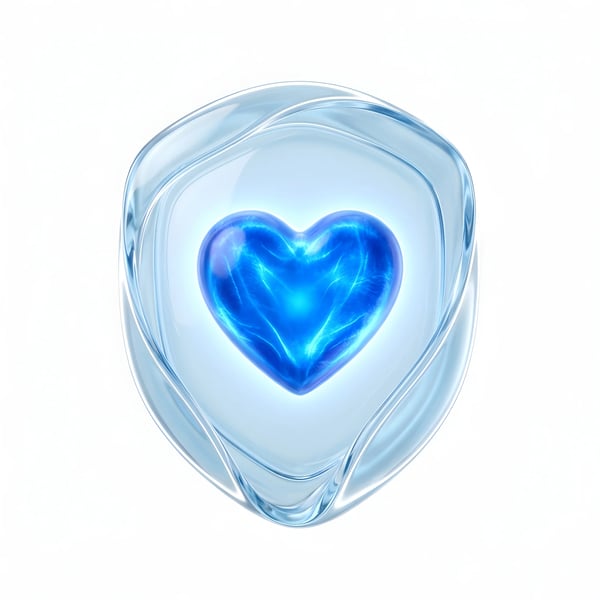 TRANSPARENT SHIELD SAFEGUARDING BLUE HEART SYMBOL