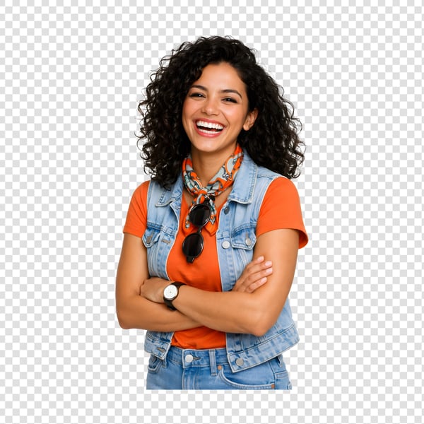 MULHER COM ROUPA LARANJA SEGURANDO UM CELULAR 06