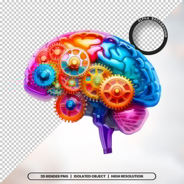 3D RENDER CÉREBRO NEUROCIÊNCIA ELEMENTO ÍCONE PSD PNG