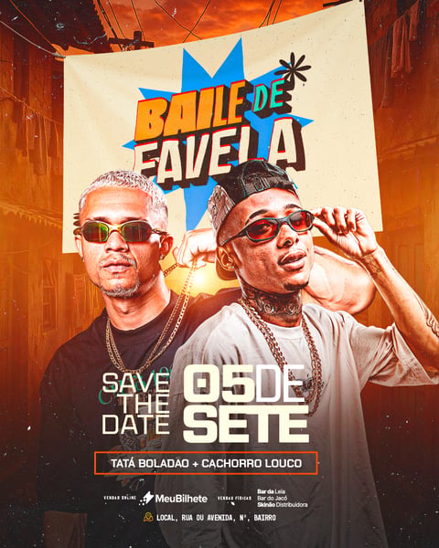 FLYER EVENTO BAILE DE FAVELA FEED PSD EDITÁVEL