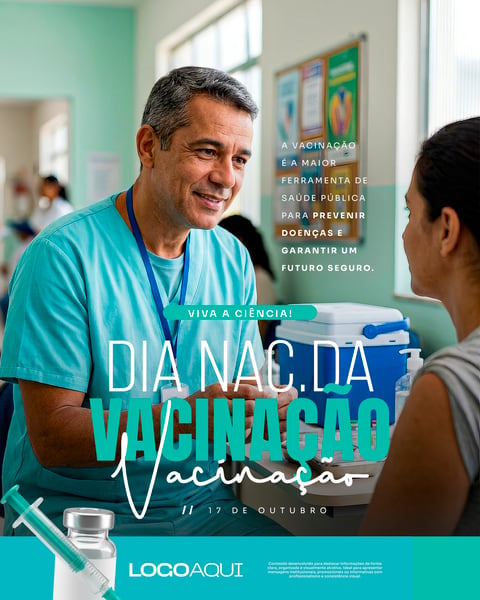 DIA NACIONAL DA VACINAÇÃO CAMPANHA SOCIAL MEDIA FLYER PSD EDITÁVEL