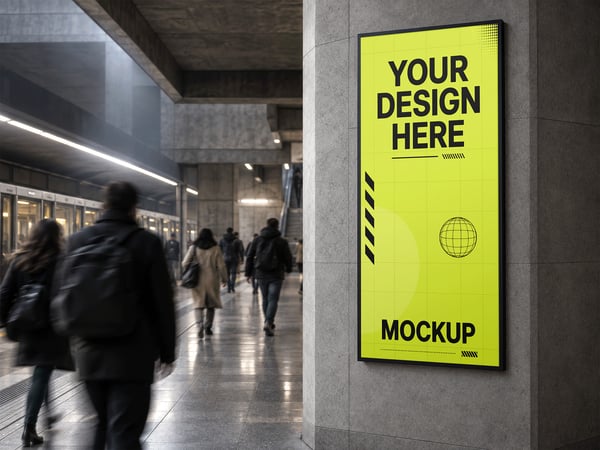 TELA PUBLICITÁRIA MOCKUP EM ESTAÇÃO PAINEL FRONTAL