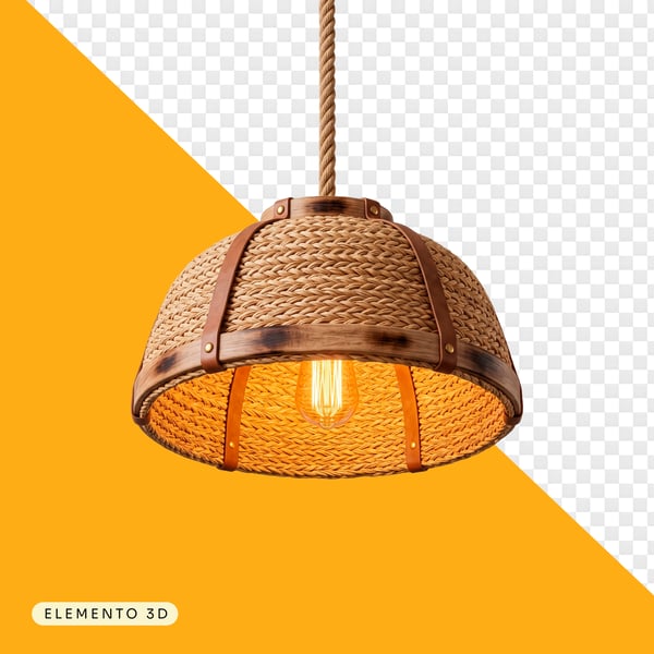 Foto Recortada LUMINÁRIA RÚSTICA PALHA CORDA PNG FUNDO TRANSPARENTE