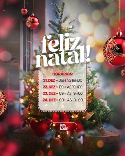 FELIZ NATAL 25 DE DEZEMBRO AVISO INFORME HORÁRIO COMUNICADO SOCIAL MEDIA PSD EDITÁVEL