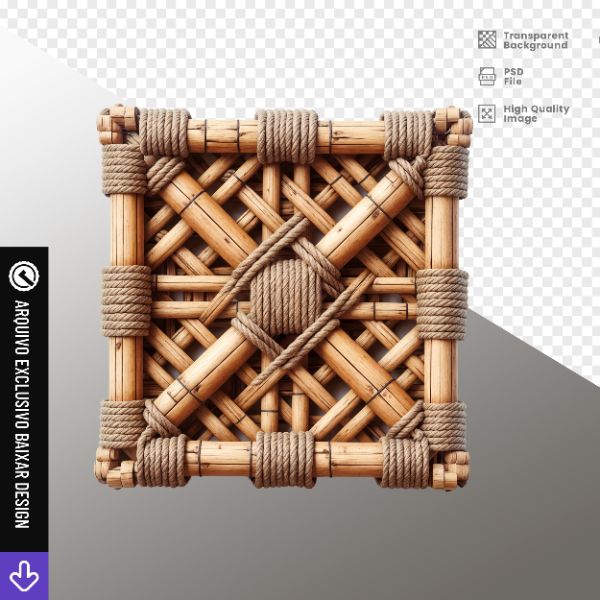 ESTRUTURA QUADRADA DE BAMBU - ELEMENTO 3D PARA COMPOSIÇÃO