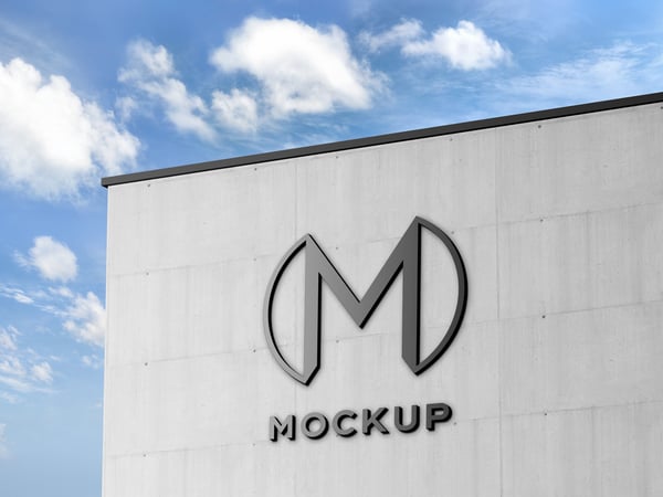 DTJ LOGO NA FACHADA DO PRÉDIO MOCKUP CONSTRUÇÃO EDIFICIO MARCA DIVULGAÇÃO PROPAGANDA EMPRESA PUBLICIDADE PSD