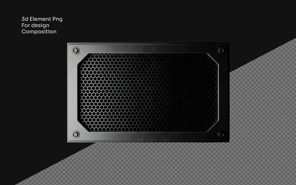 PLACA RETANGULAR 3D METÁLICA PARA COMPOSIÇÃO DE DESIGN PNG