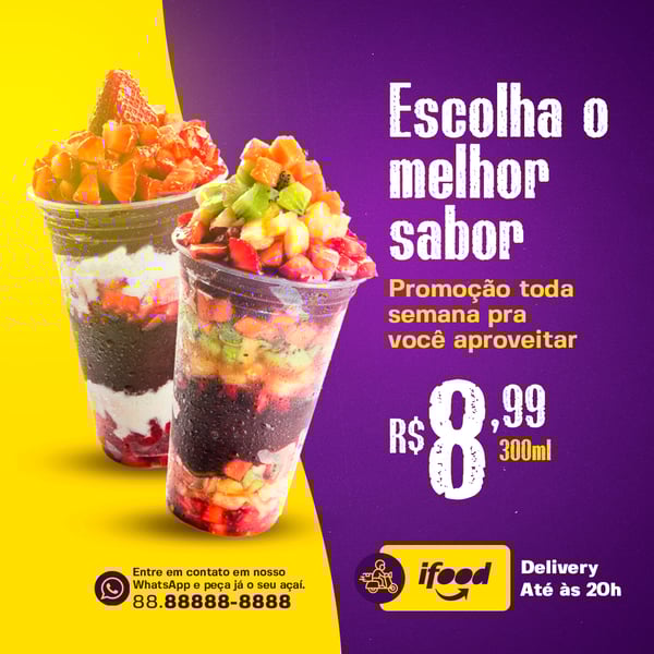 ESCOLHA O MELHOR SABOR AÇAITERIA SOCIAL MEDIA PSD EDITÁVEL