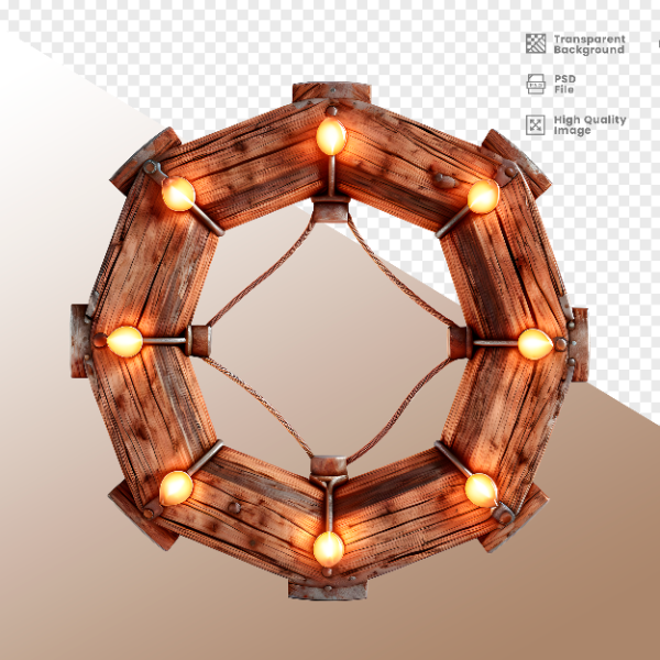 CÍRCULO DE MADEIRA COM LUZ - ELEMENTO 3D PARA COMPOSIÇÃO - WOOD