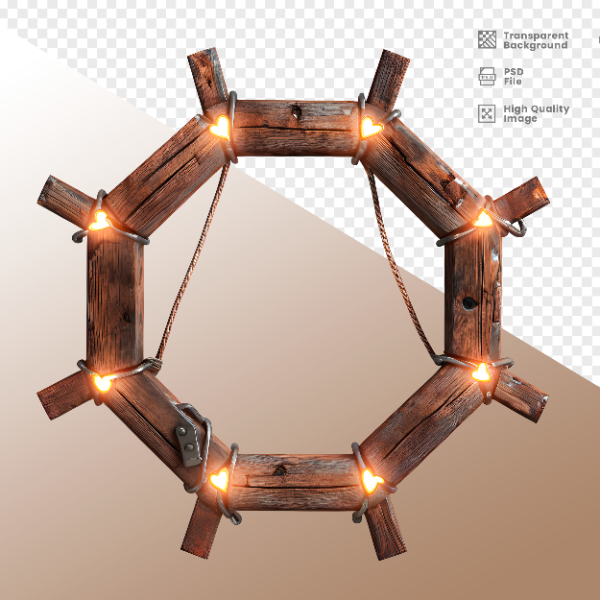 CÍRCULO DE MADEIRA COM LUZ