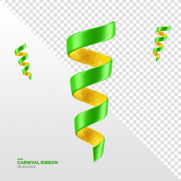 FAIXA VERDE E AMARELO DE CARNAVAL ELEMENTO 3D