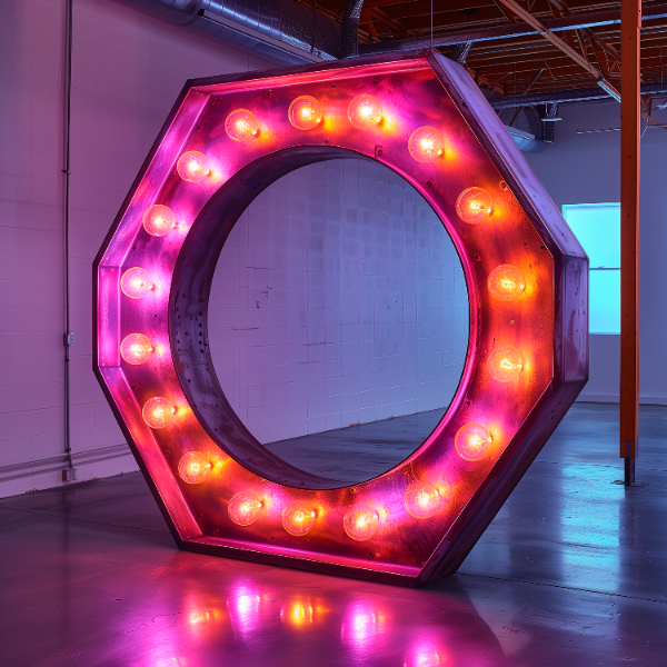 ELEMENTO DE MADEIRA COM LUZES EM 3D | IMAGEM