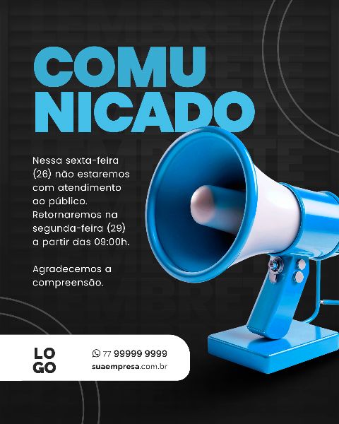 SOCIAL MEDIA PARA AVISOS E COMUNICADOS - AZUL