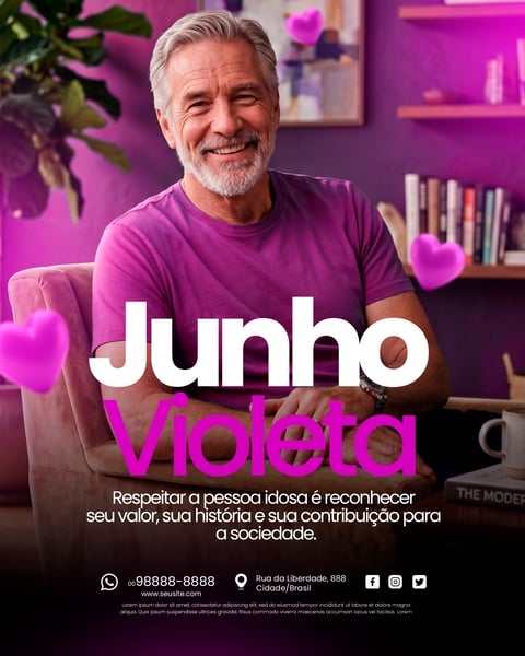 SOCIAL MEDIA JUNHO VIOLETA MÊS DE CONSCIENTIZAÇÃO DA VIOLÊNCIA CONTRA A PESSOA IDOSA PSD EDITÁVEL 4