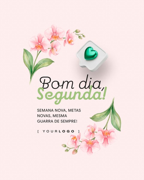 Post BOM DIA SEGUNDA ORQUÍDEAS ROSA DELICATE PSD EDITÁVEL