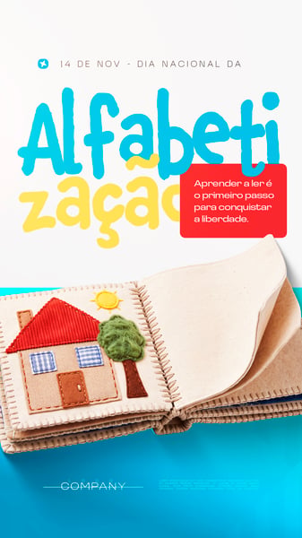 DIA NACIONAL DA ALFABETIZAÇÃO SOCIAL MEDIA FLYER PSD EDITÁVEL STORY