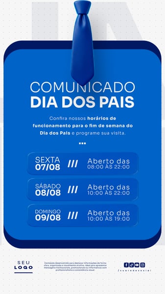 COMUNICADO IMPORTANTE DIA DOS PAIS AVISO HORÁRIO FUNCIONAMENTO STORY SOCIAL MEDIA PSD EDITÁVEL 1