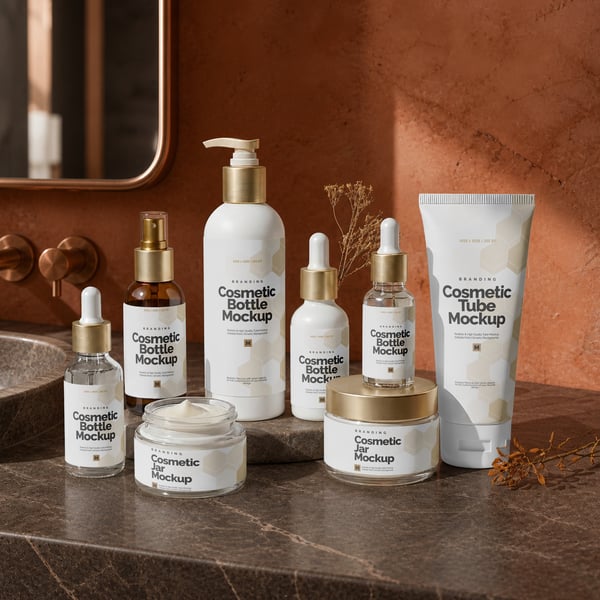 PRODUTOS COSMÉTICOS PSD EDITÁVEL MOCKUP