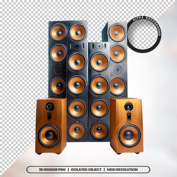 3D RENDER CAIXA DE SOM ELEMENTO ÍCONE PSD PNG