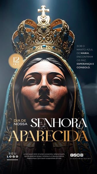 DIA DE NOSSA SENHORA APARECIDA 12 DE OUTUBRO STORY SOCIAL MEDIA PSD EDITÁVEL 1