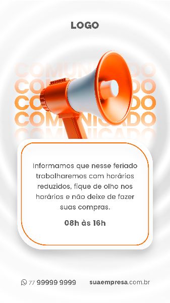 SOCIAL MEDIA PARA AVISOS E COMUNICADOS - LARANJA