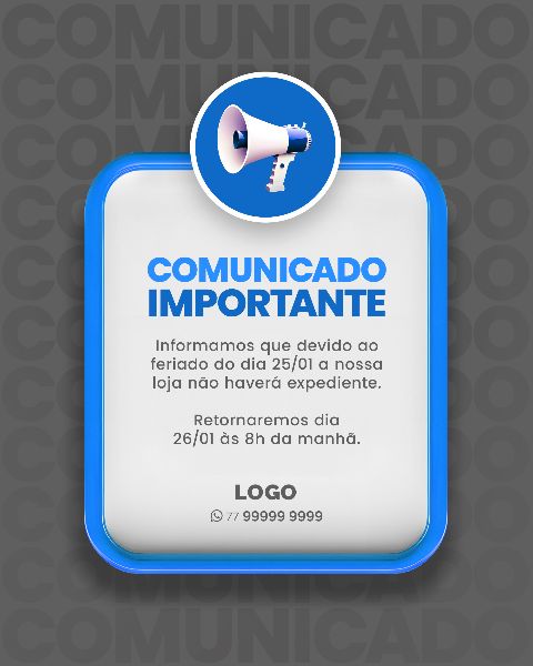SOCIAL MEDIA PARA AVISOS E COMUNICADOS - AZUL