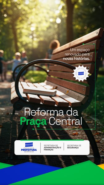 REFORMA DA PRAÇA CENTRAL PREFEITURA MUNICIPAL SOCIAL MEDIA PSD EDITÁVEL