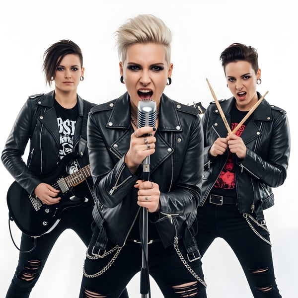 MULHERES ROCKEIRAS UMA CANTORA UMA GUITARRISTA E UMA BATERISTA 04