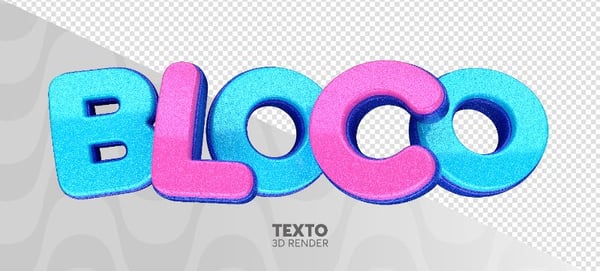 TEXTO 3D BLOCO DE CARNAVAL