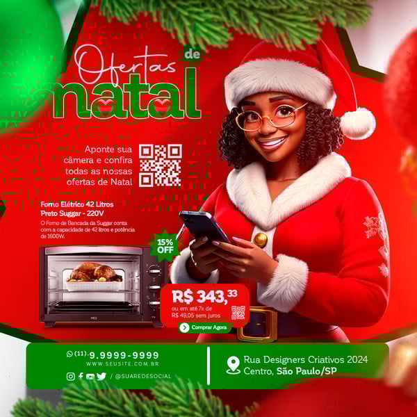 YUJ SOCIAL MEDIA NATAL FEED OFERTAS DE NATAL FORNO ELETRICO 42 LITROS PRETO SUGGAR 220V