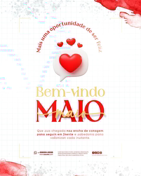 BEM VINDO MAIO SAUDAÇÃO MÊS SOCIAL MEDIA POST EDITÁVEL FEED