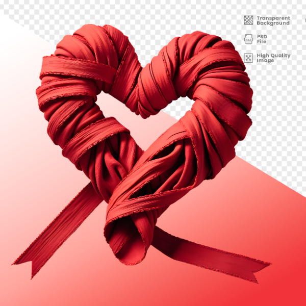 CORAÇÃO DE FITA -  ELEMENTO 3D CORAÇÃO  PARA COMPOSIÇÃO