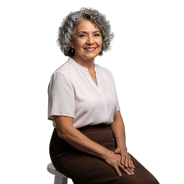 SENHORA SORRIDENTE COM CABELOS GRISALHOS 2