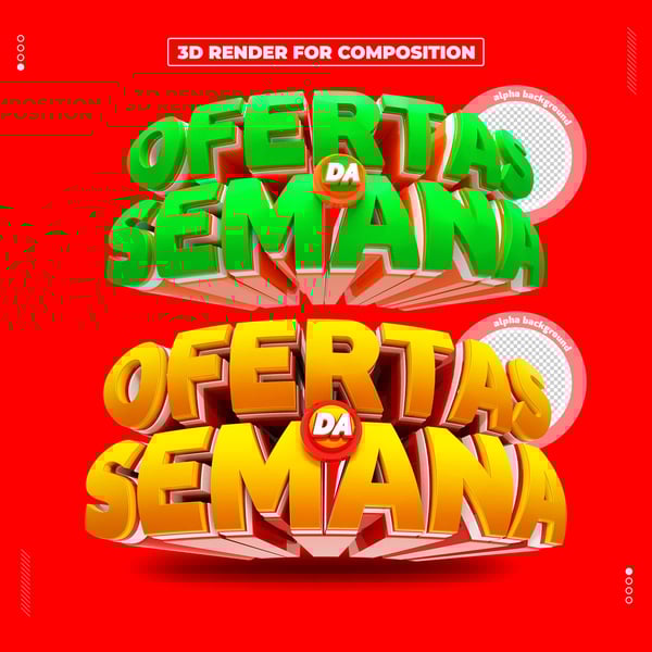 SELO 3D OFERTAS DA SEMANA PARA COMPOSIÇÃO