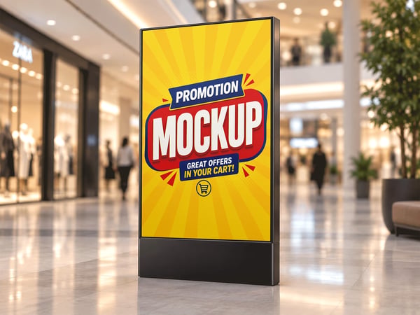 TELA DIGITAL MOCKUP EM SHOPPING VISTA FRONTAL