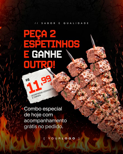 PESCA 2 ESPETINHOS E GANHE OUTRO PROMOÇÃO SOCIAL MEDIA PSD EDITÁVEL