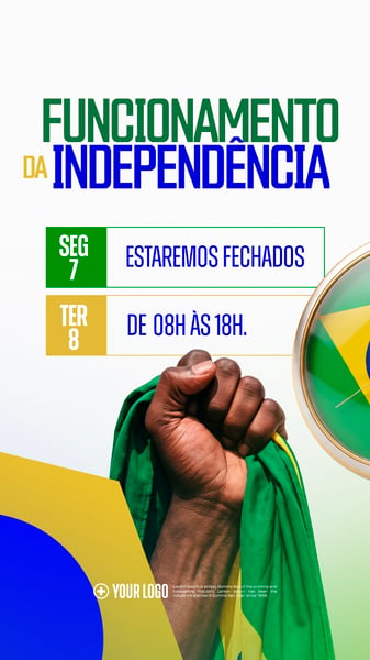 HORÁRIO INDEPENDÊNCIA DO BRASIL SOCIAL MEDIA FLYER PSD EDITÁVEL STORY