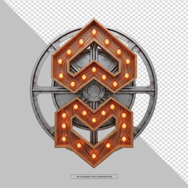 ELEMENTO 3D PNG ESTRUTURA DE MADEIRA COM LED