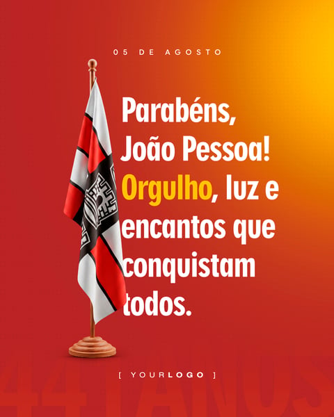 PARABÉNS JOÃO PESSOA ORGULHO E LUZ 441 ANOS SOCIAL MEDIA PSD EDITÁVEL
