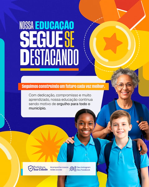 Social Media Conquista de Medalhas Prefeitura e Educação Municipal