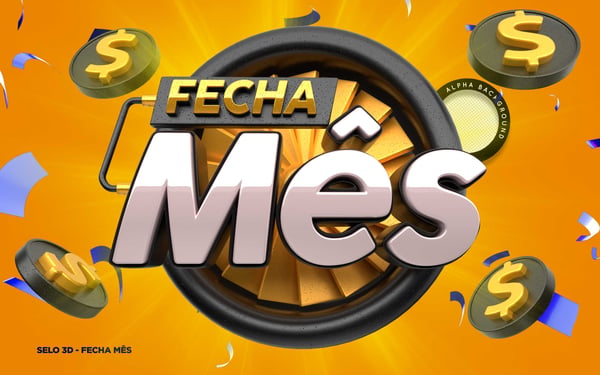 SELO 3D SUPERMERCADO FECHA MÊS PNG