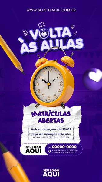 STORY | VOLTA ÀS AULAS | MATRÍCULAS ABERTAS | ESCOLA | PSD EDITÁVEL