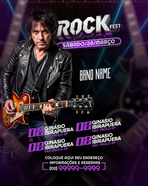 FLYER FEED EVENTO SHOW ROCK SOCIAL MEDIA PSD EDITÁVEL 2