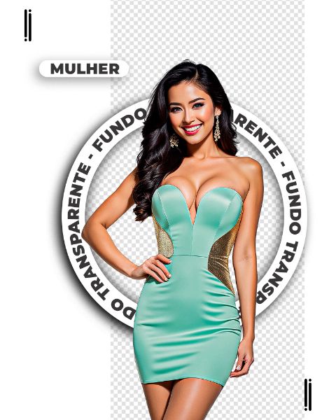 MULHER COM VESTIDO BRILHANTE REVEILLON | IMAGEM SEM FUNDO | PNG | PSD EDITÁVEL