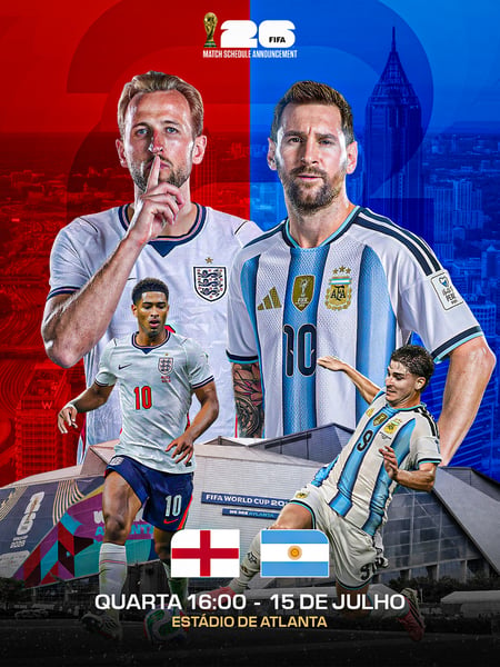 FLYER MATCHDAY INGLATERRA X ARGENTINA COPA 2026