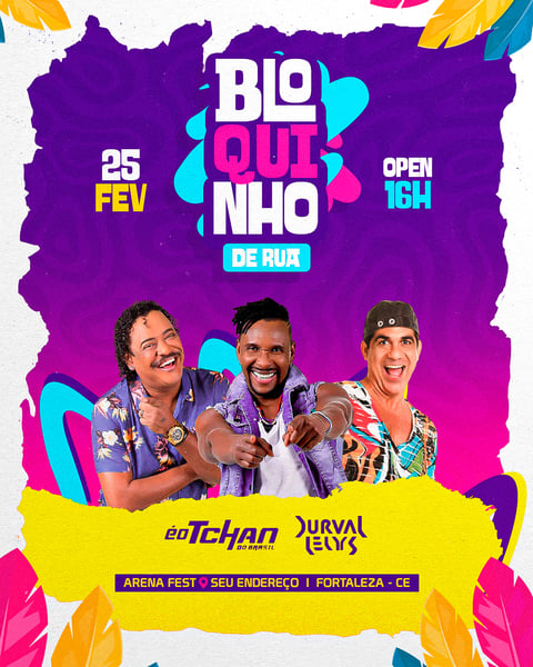 ACF FLYER CARNAVAL 2025, ARTISTAS E EVENTOS, BLOCO DE CARNAVAL 2
