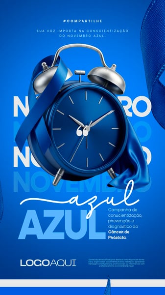 NOVEMBRO AZUL PREVENÇÃO CÂNCER SOCIAL MEDIA FLYER PSD EDITÁVEL STORY